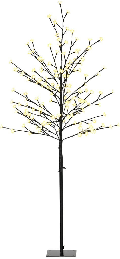 HOMCOM Lumină Copac Cireș cu 150 LED-uri Lampă Decorativă Floare de Cireș pentru Interior 17x17x150 cm Negru | Aosom Romania