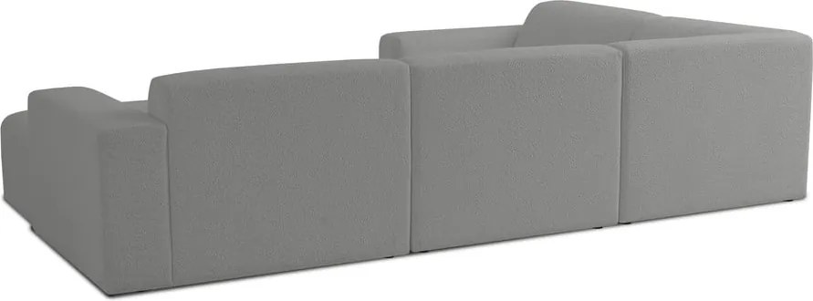 Colțar gri cu tapițerie din stofă bouclé (în formă de "U") Roxy – Scandic