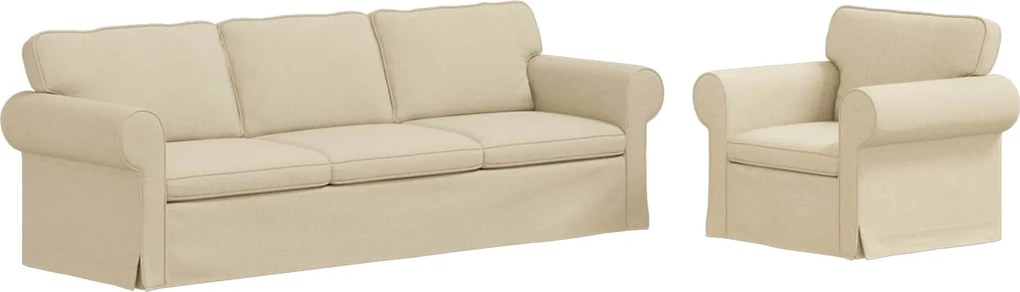 vidaXL Set de canapea 2 pcs Crem 245 x 82 x 80 cm țesătură