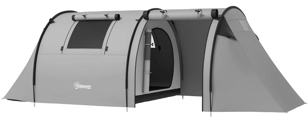 Outsunny Cort de camping pentru 3-4 persoane, cu 1 cameră și 1 salon, impermeabil, ușor de transportat cu geantă inclusă | Aosom Romania
