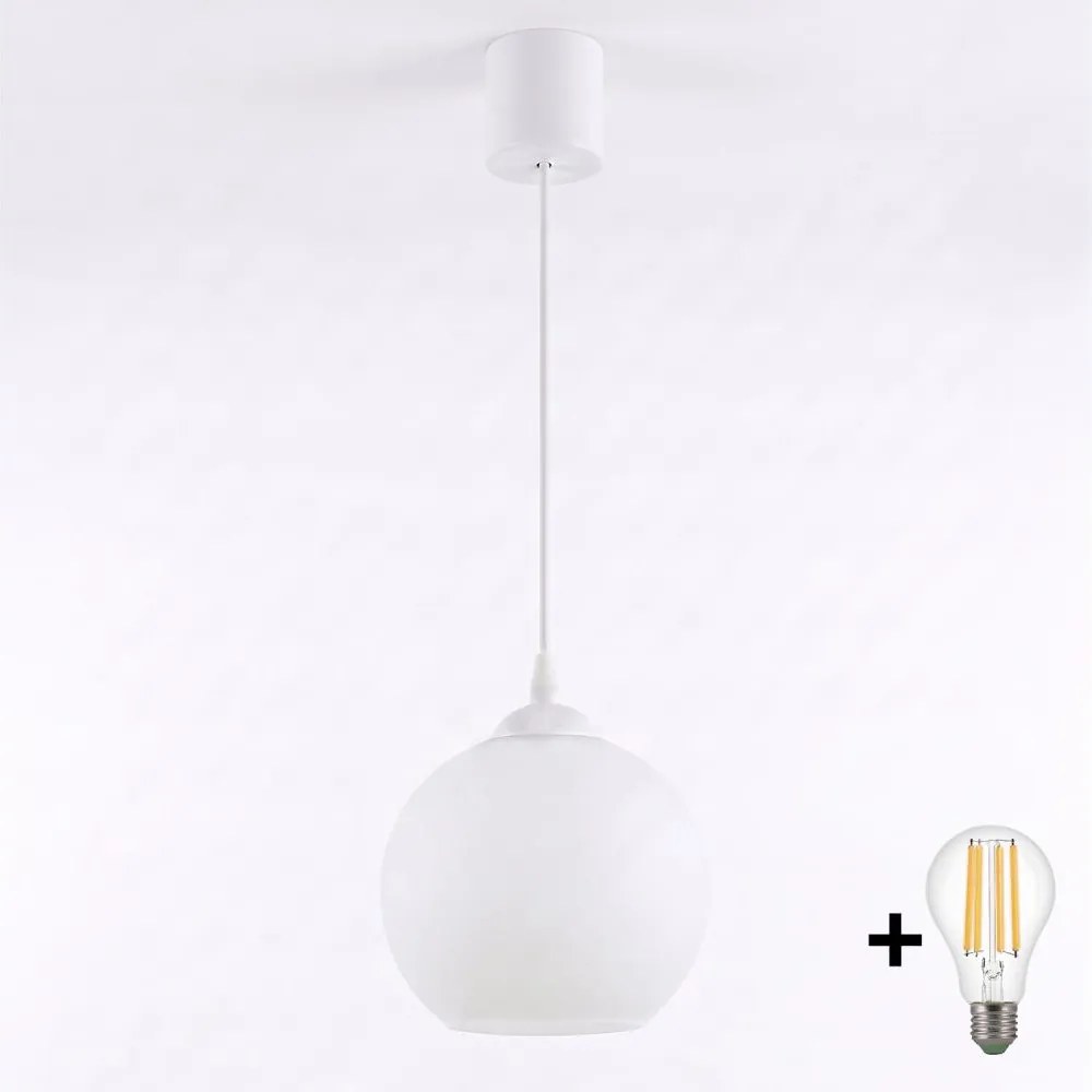 Brilagi - Lustră LED suspendată pe cablu RETRO GLASS 1xE27/60W/230V Ø 15 cm albă