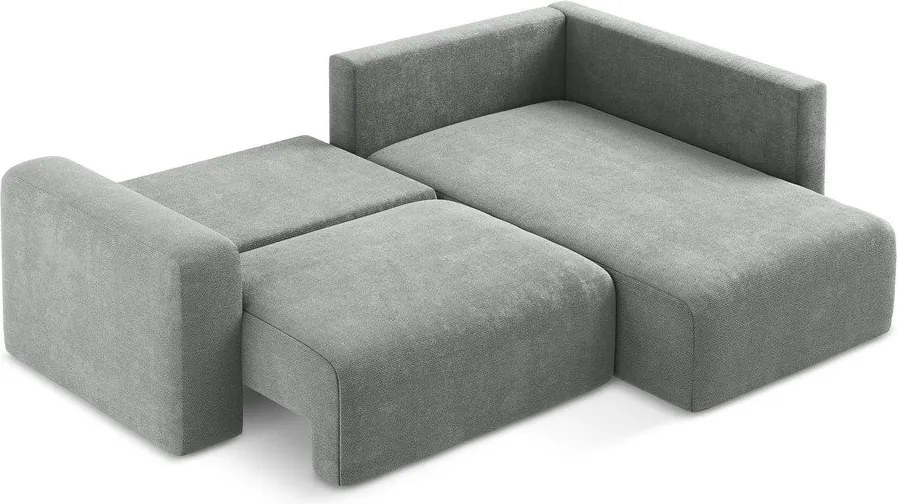 Colțar gri extensibil/cu spațiu de depozitare cu tapițerie din chenille (cu colț pe partea dreaptă/în formă de ”L”) Kona – Makamii