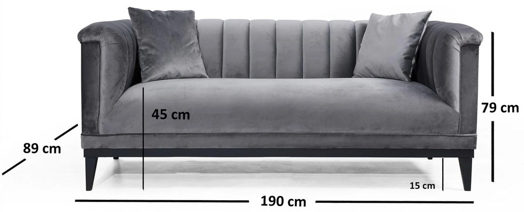 Canapea 2-locuri Trendy (gri închis + negru). 1106661