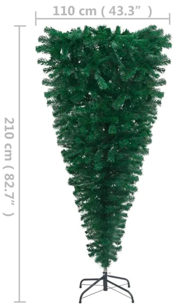 Pom de Craciun artificial inversat cu LED-uri, verde, 210 cm 210 x 110 cm, 1