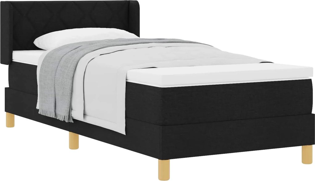 vidaXL Pat cu arcuri cu saltea Negru 200 x 100 cm țesătură