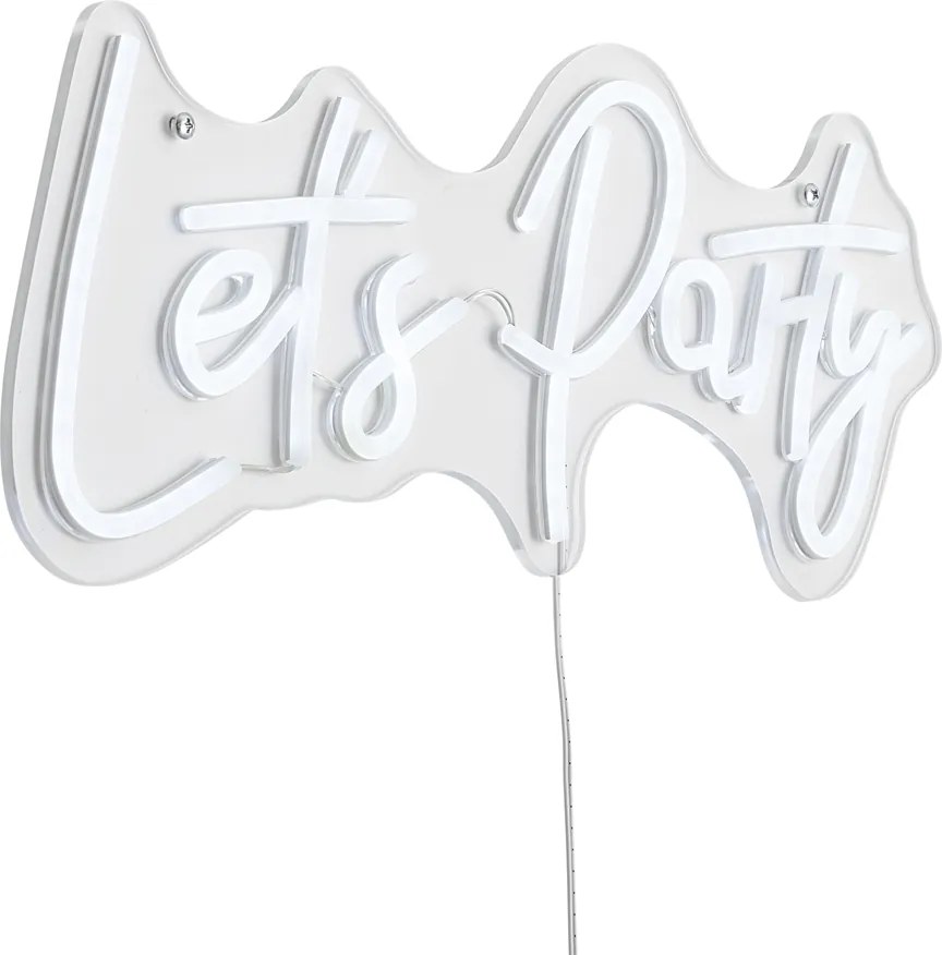 Lampă de perete neon albă cu LED inclus - Let's Party