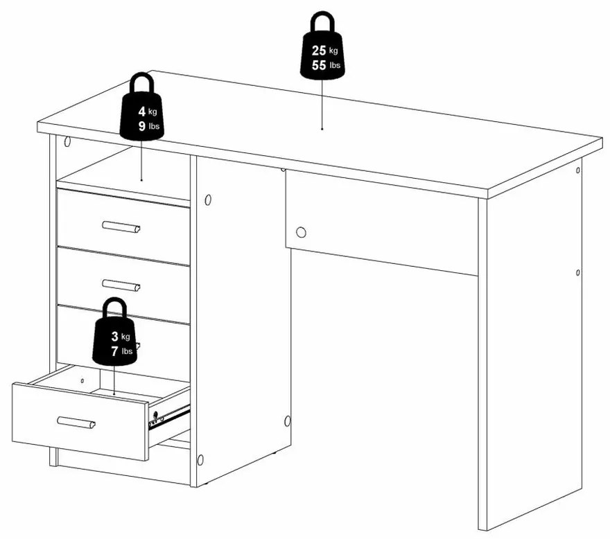 Birou Felix II, stejar sonoma