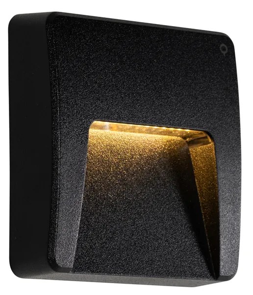 Aplică de perete pentru exterior neagră pătrată cu LED IP65 - Gem
