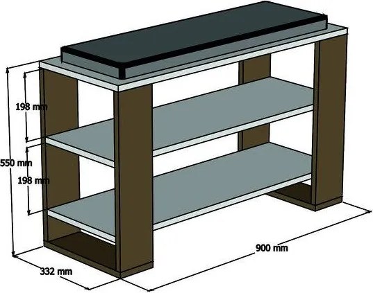 Pantofar tip bancuta, Dore Homs, alb/nuc, 90 x 55 x 33 cm, PAL 18 mm