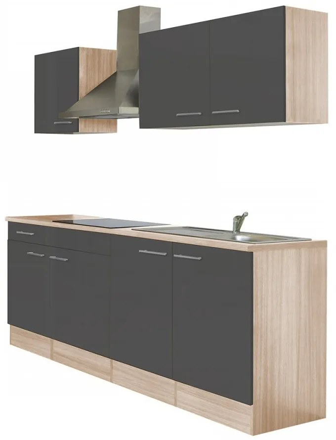 Mobilă de bucătărie Yorki 210, corp din stejar sonoma, cu față antracit satinat