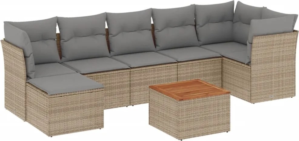vidaXL Set canapele de grădină, 8 piese, cu perne, bej, poliratan