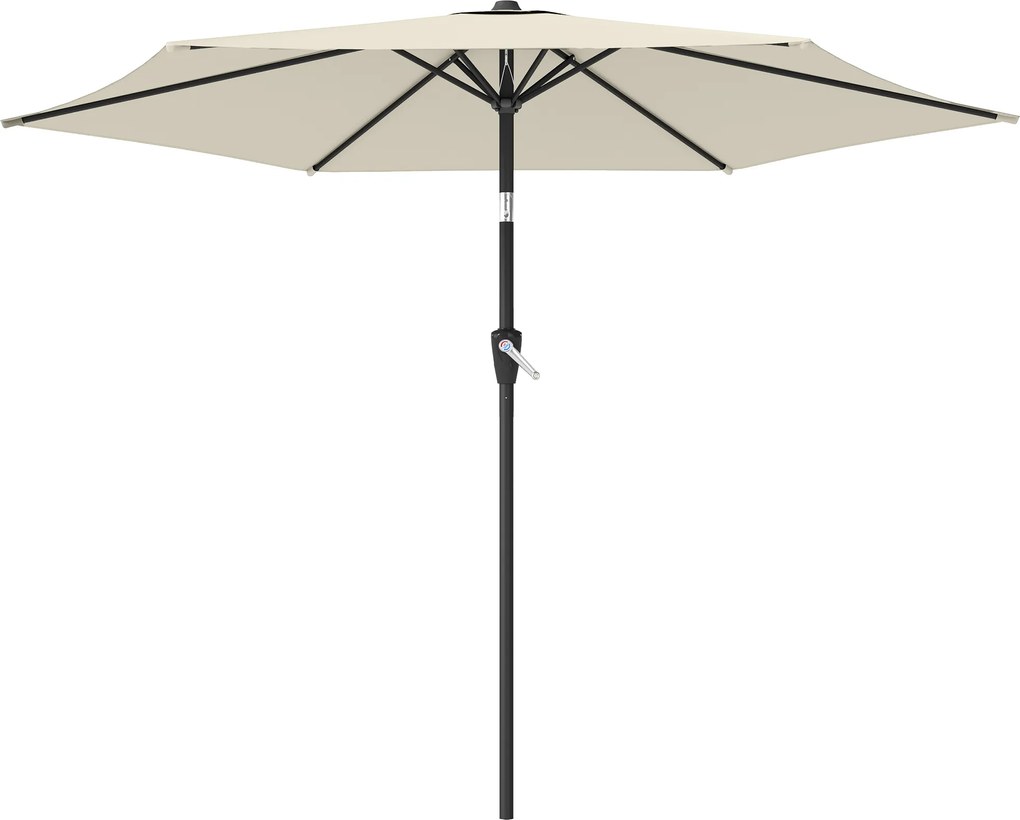 Outsunny Umbrelă de soare 270 cm articulată Umbrelă pentru balcon cu manivelă UV 50+ Umbrelă de grădină Alb-crem | Aosom Romania
