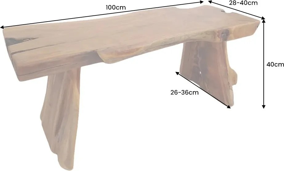 Banca din lemn de tec Nature Root 100cm