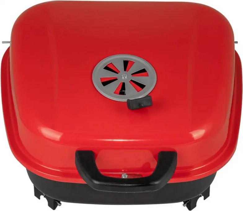 Gratar pe carbuni Muhler 1003819, 41 x 41 x 40 cm, Grill zincat, Capac, Rosu