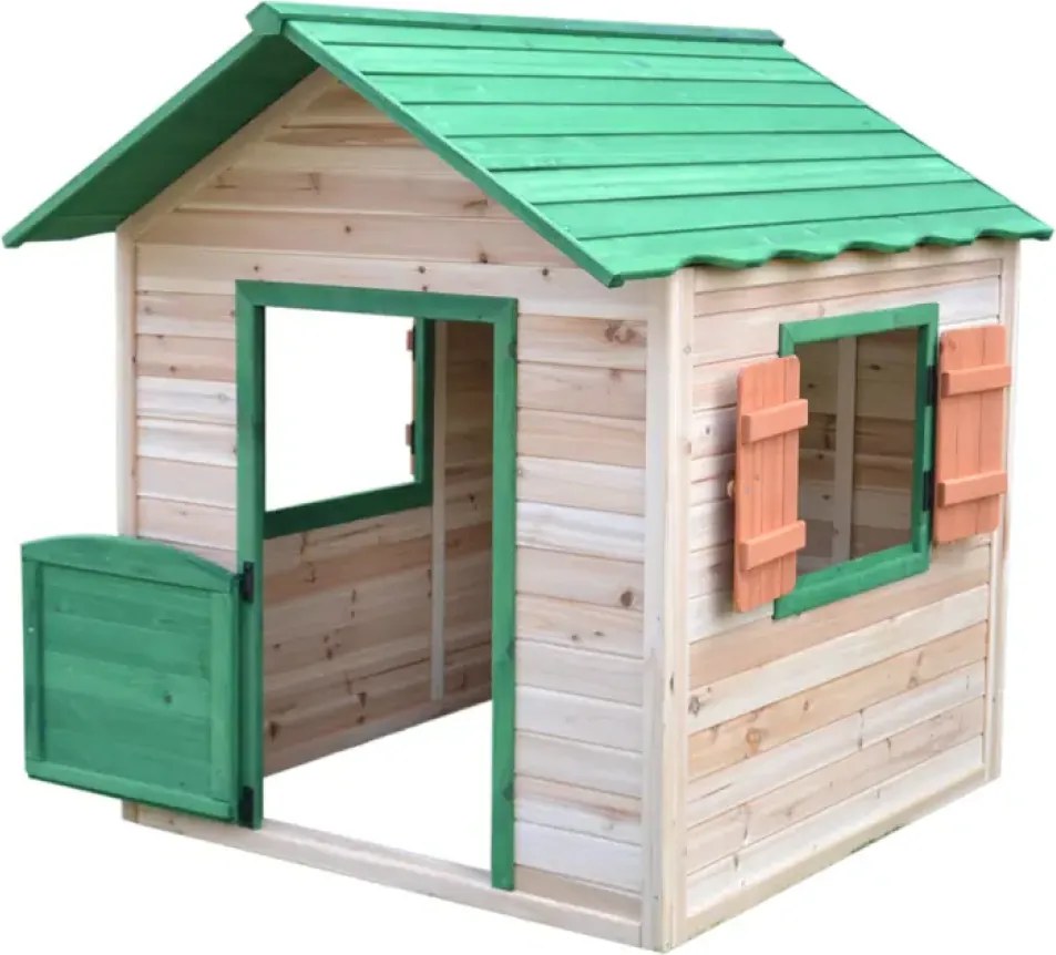 Căsuţă de grădină din lemn pentru copii, verde/naturală, UDIM