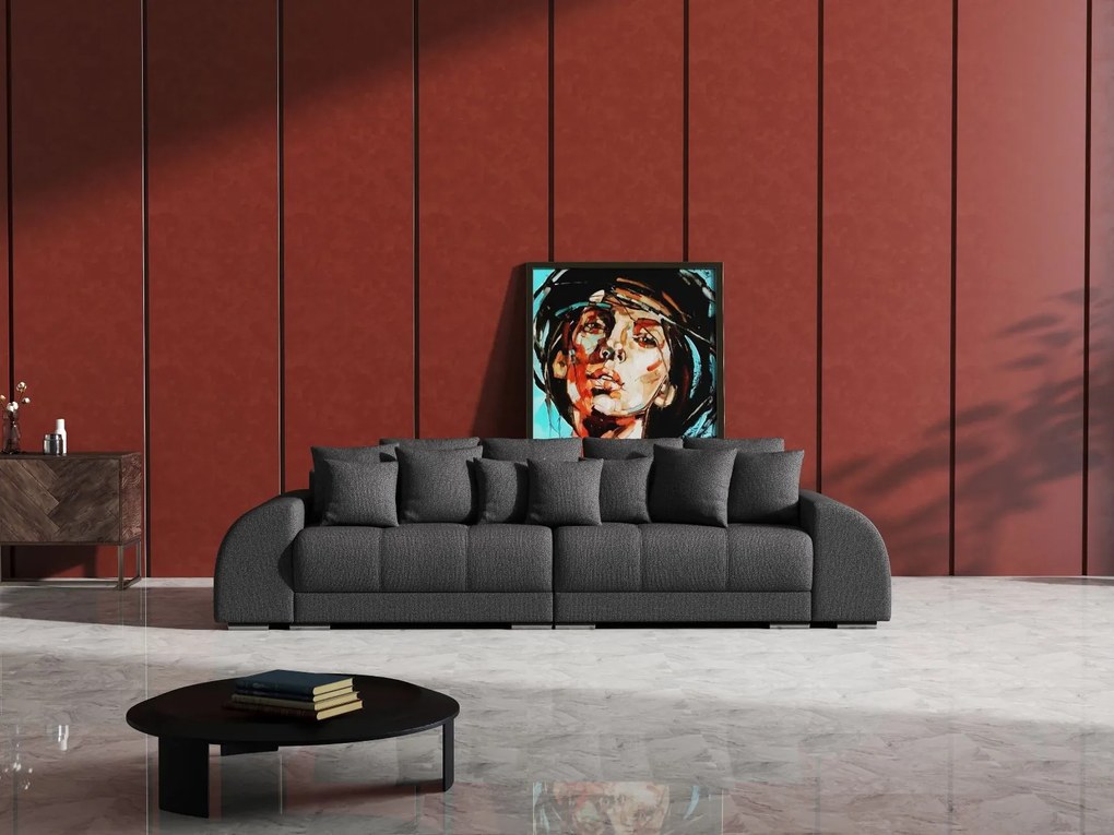 Canapea extensibilă dumonde cu 2 lăzi de depozitare si sezut confortabil din spuma high-density, Verona Enjoy Graphite 310x100 cm