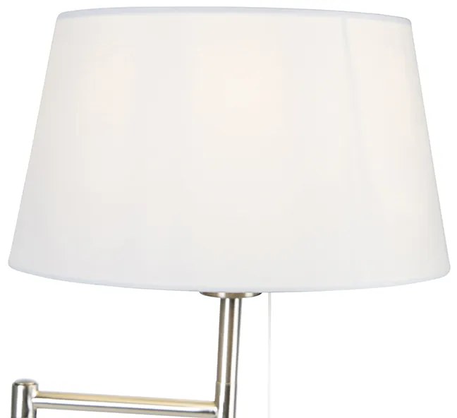 Lampă de podea clasică din oțel cu abajur reglabil alb - Ladas