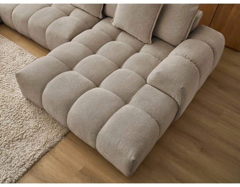 Colțar taupe extensibil/cu spațiu de depozitare cu tapițerie din chenille (cu colț pe partea stângă/în formă de "U") Everest – Bobochic Paris