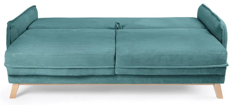 Canapea turcoaz extensibilă cu tapițerie din catifea reiată 218 cm Tori – Bonami Selection