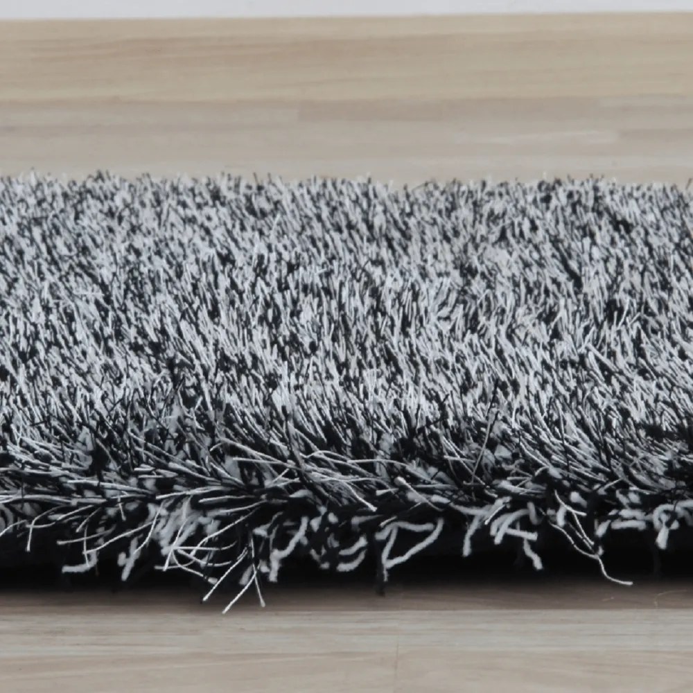 Covor alb negru ,fir lung-shaggy, NALIV 140X200 CM