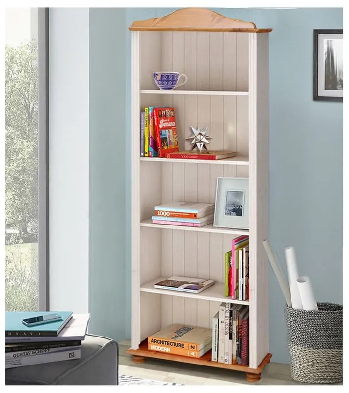 Bibliotecă albă/în culoare naturală din lemn masiv de pin 70x181 cm Ella – Støraa