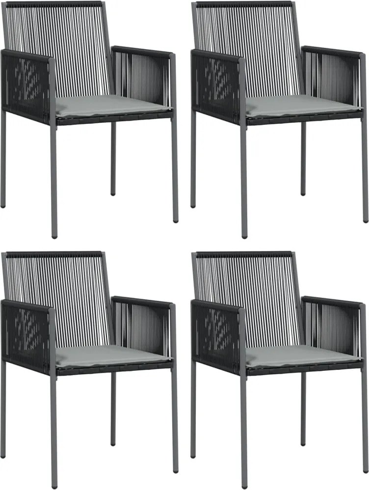 vidaXL Scaune grădină cu perne 4 buc. negru 54x60,5x83,5 cm poliratan