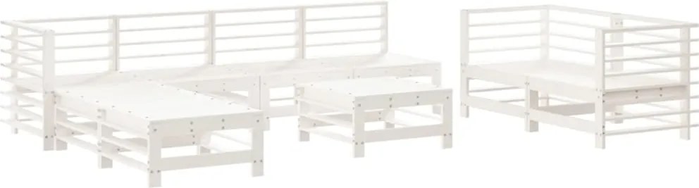 vidaXL Set mobilier de grădină, 9 piese, alb, lemn masiv pin