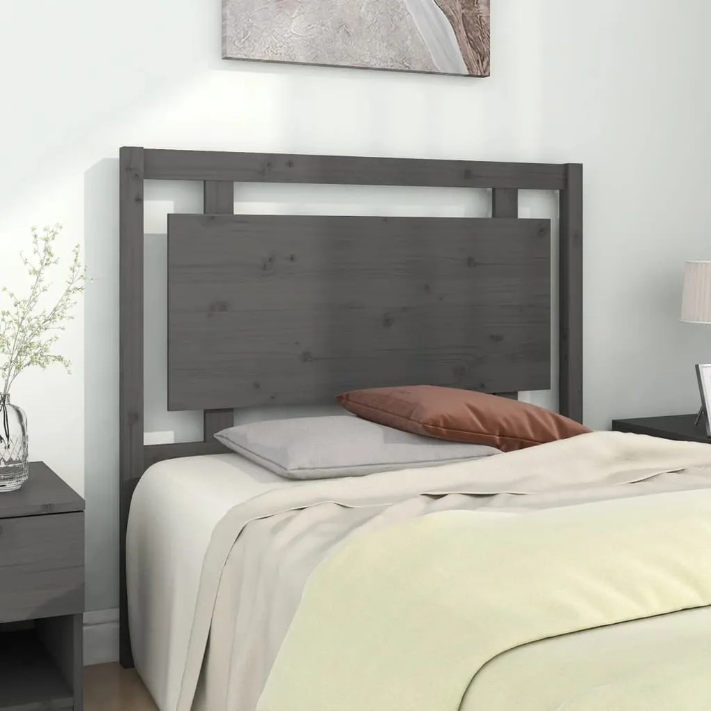 vidaXL Tăblie de pat, gri, 105,5x4x100 cm, lemn masiv de pin