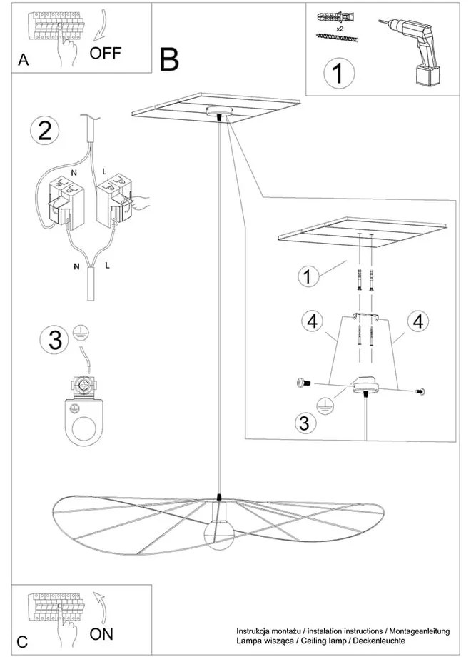 Lustră neagră ø 110 cm Elliot – Sollux