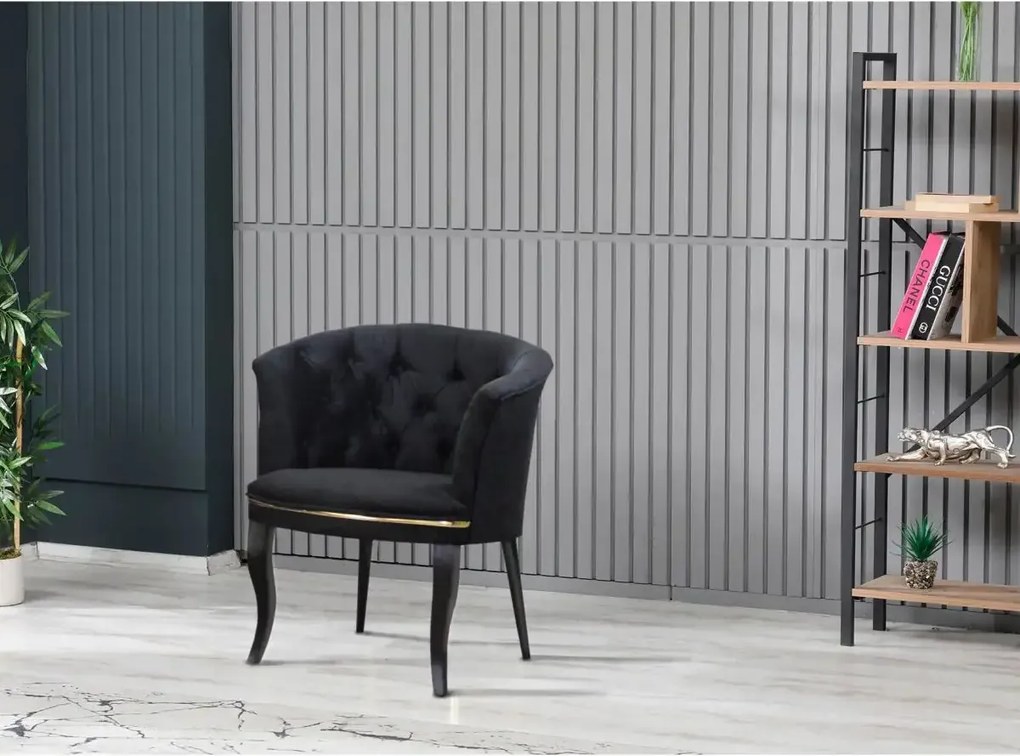 Set fotoliu Milano,negru, picioare negre, Homs