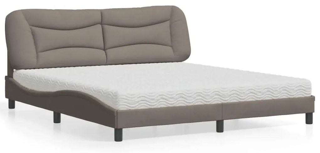 vidaXL Pat cu saltea, gri taupe, 180x200 cm, textil