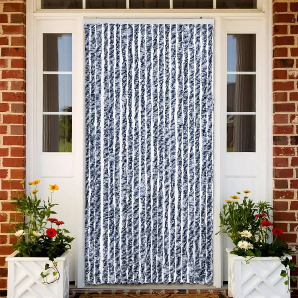 vidaXL Perdea pentru insecte, albastru și alb, 90 x 200 cm, chenille