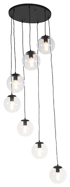Lampă suspendată Art Deco neagră cu 7 lumini - Pallon