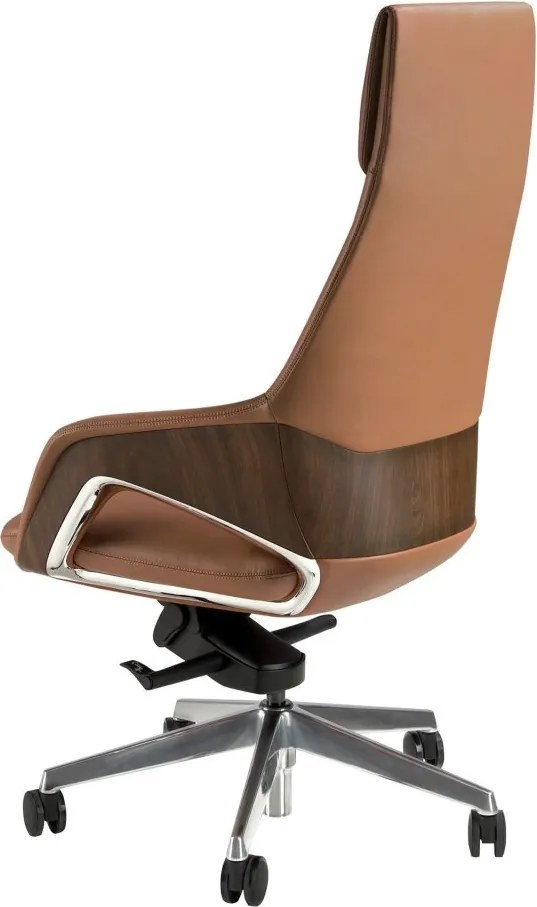 Scaun de birou modern piele sintetica si furnir de nuc Brown