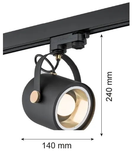 Spot pentru sistem de șină Argon 4311 NET 1xE27/15W/230V negru