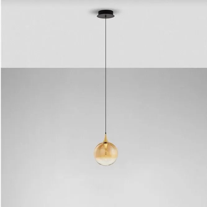 Pendul LED modern, Metal, Sticla, Champaign, ORENDA
