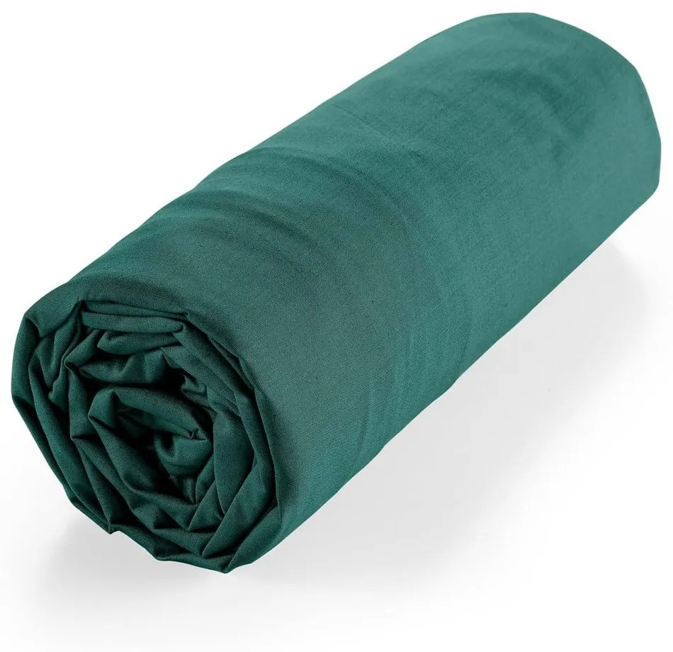 Cearceaf verde din bumbac organic cu elastic 160x200 cm Biolina – douceur d'intérieur