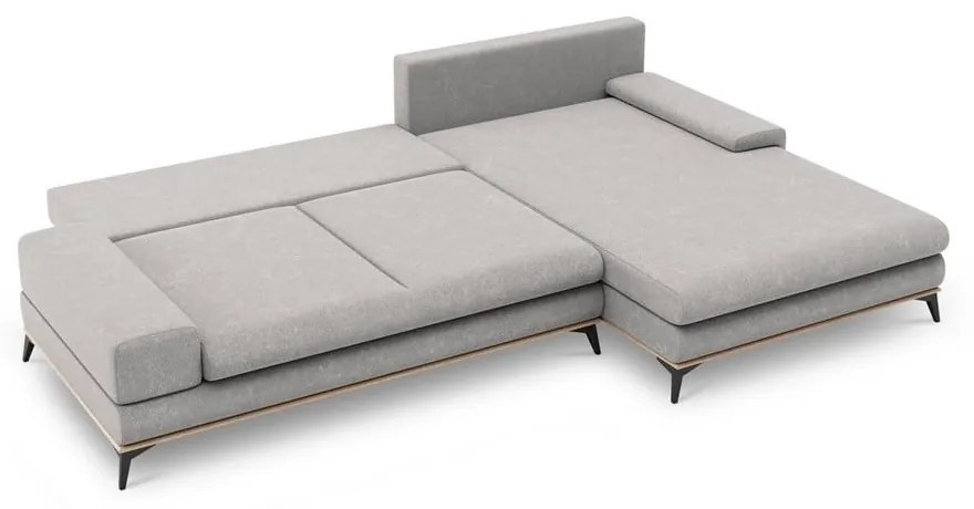 Colțar extensibil cu șezlong pe partea dreaptă Windsor & Co Sofas Planet, gri deschis
