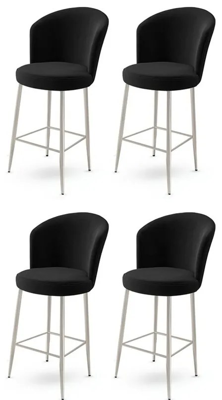 Set de scaune de bar Alte Black and Chrome, 4 buc., 4 buc