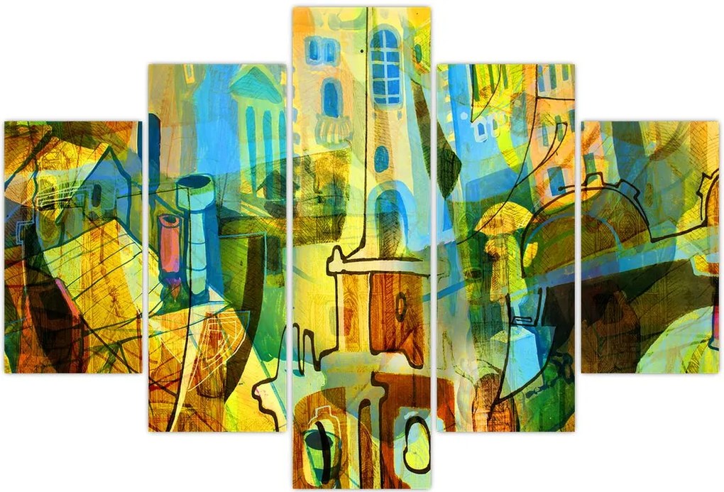 Tablou - Arhitectură, abstractizare cubistă (150x105 cm)