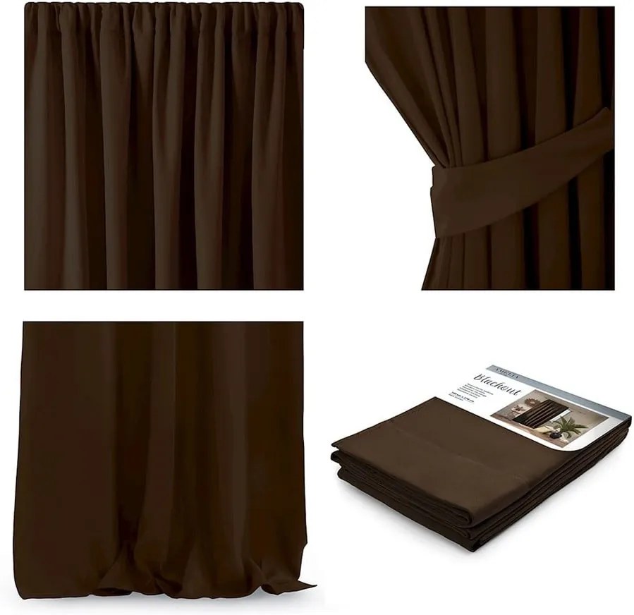 Draperie AmeliaHome Pleat, 140 x 270 cm, maro