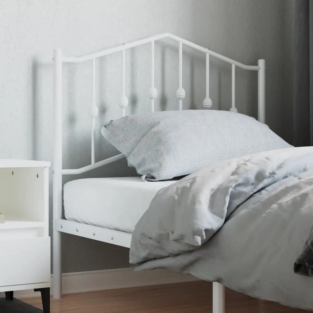 373866 vidaXL Tăblie de pat metalică, alb, 90 cm