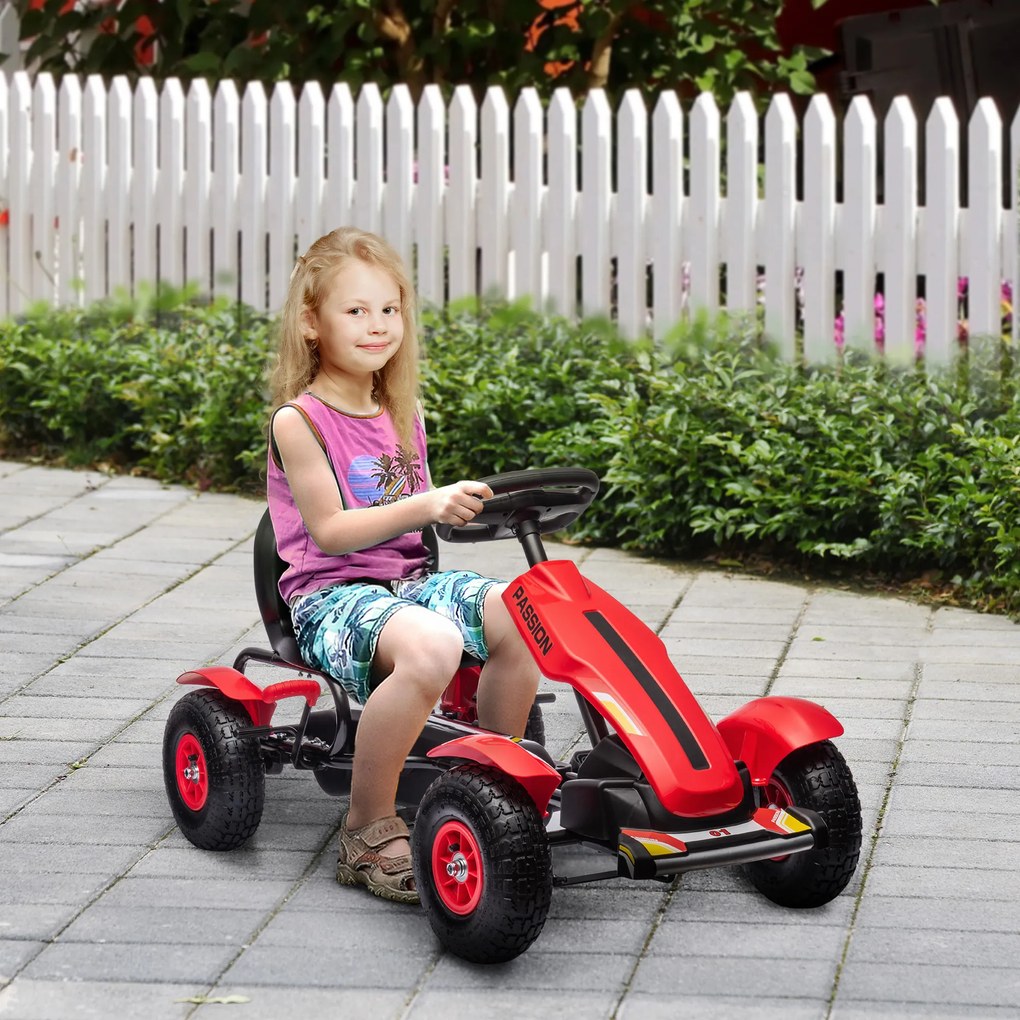 HOMCOM Kart cu Pedale pentru Copii 5-12 Ani, 121x58x61 cm, Roșu | Aosom Romania