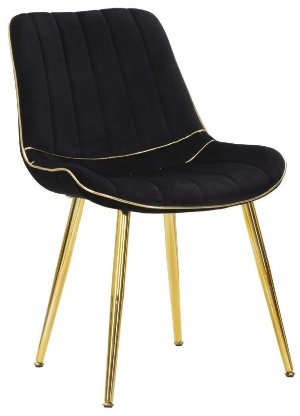 Set 2 scaune dining negre din catifea si metal, PARIS Mauro Ferretti