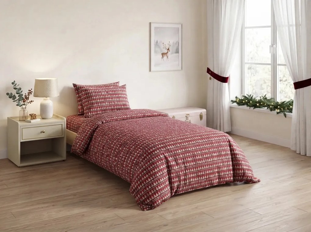 Lenjerie de pat din bumbac BURGUNDY TREES vinove Dimensiune lenjerie de pat: 70 x 90 cm | 140 x 200 cm