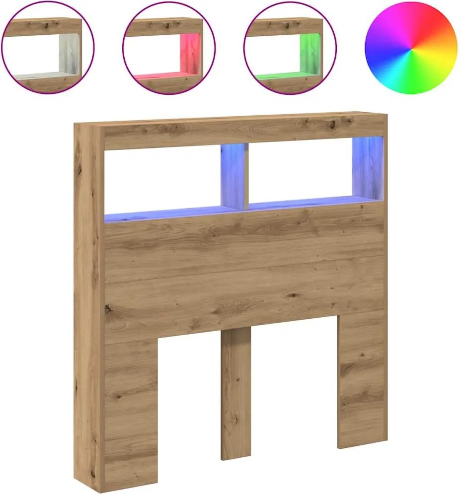 vidaXL Dulap pentru tăblie cu LED Stejar Artisan 100x17x102 cm