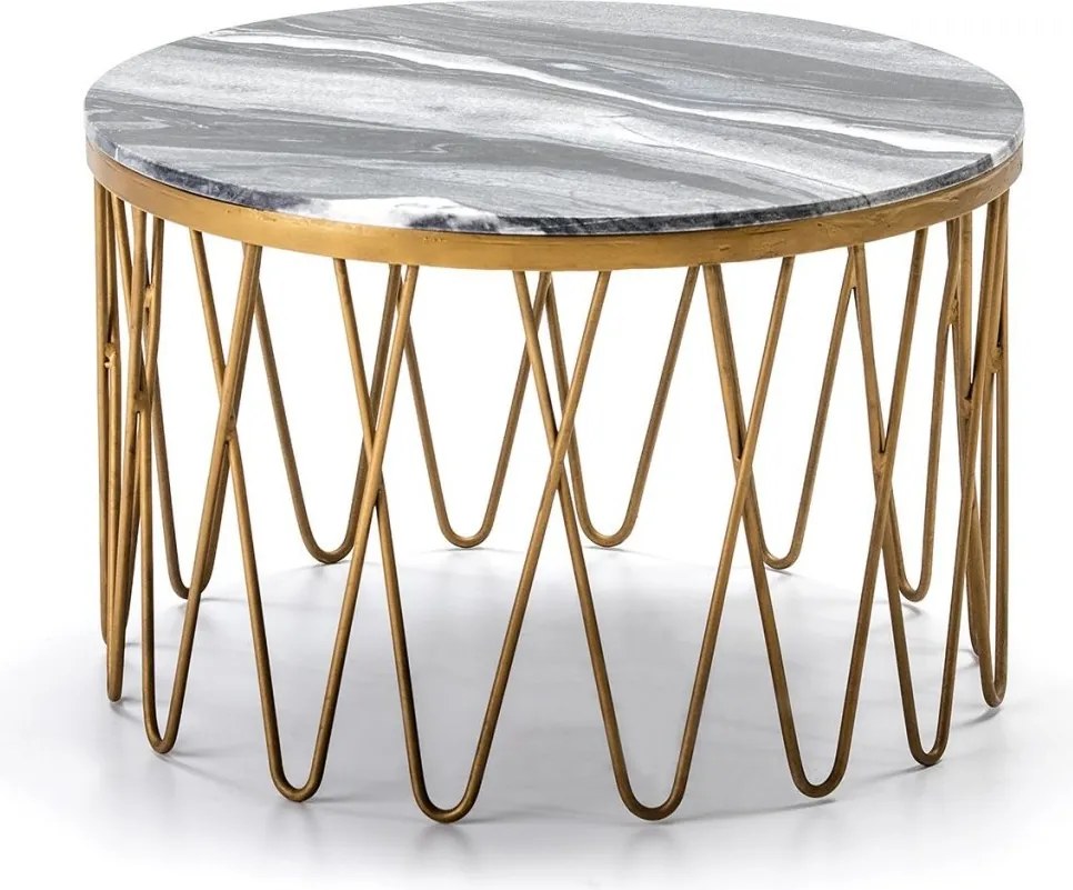 Masuta de cafea din metal si marmura design modern Coral diametru:66cm 69511/00 TN