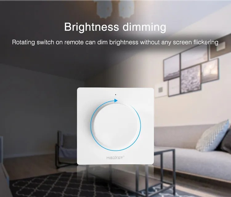 Variator de perete pentru banda LED, compatibil cu banda led monocolora si CCT, montaj aplicat, alb,MiBoxer Milight