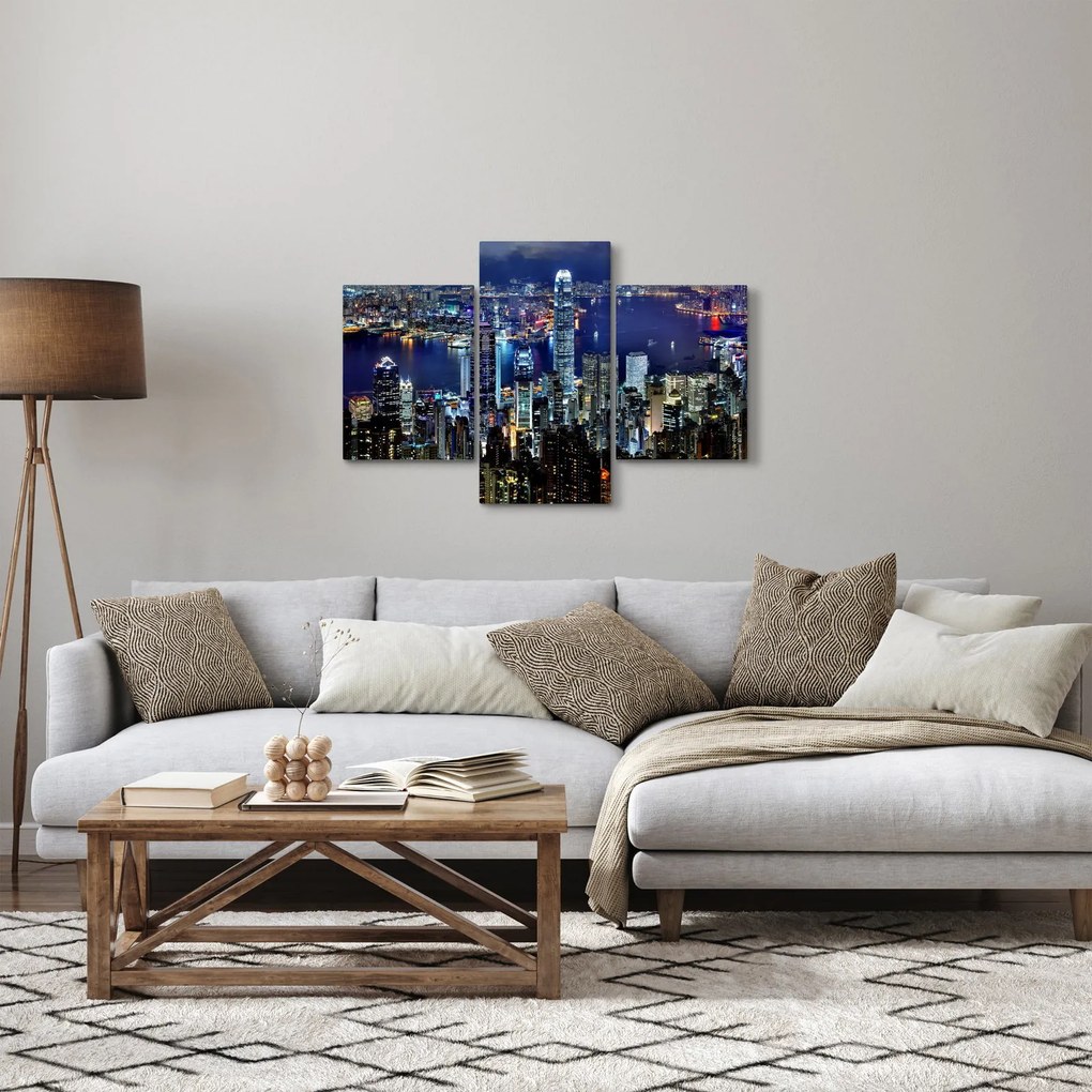 Tablou cu zgârie-norii noaptea (90x60 cm)