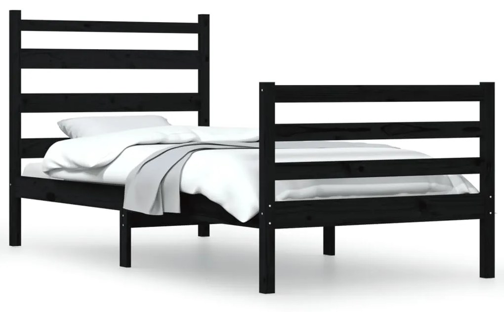3103702 vidaXL Cadru de pat, 90x200 cm, lemn masiv de pin, negru